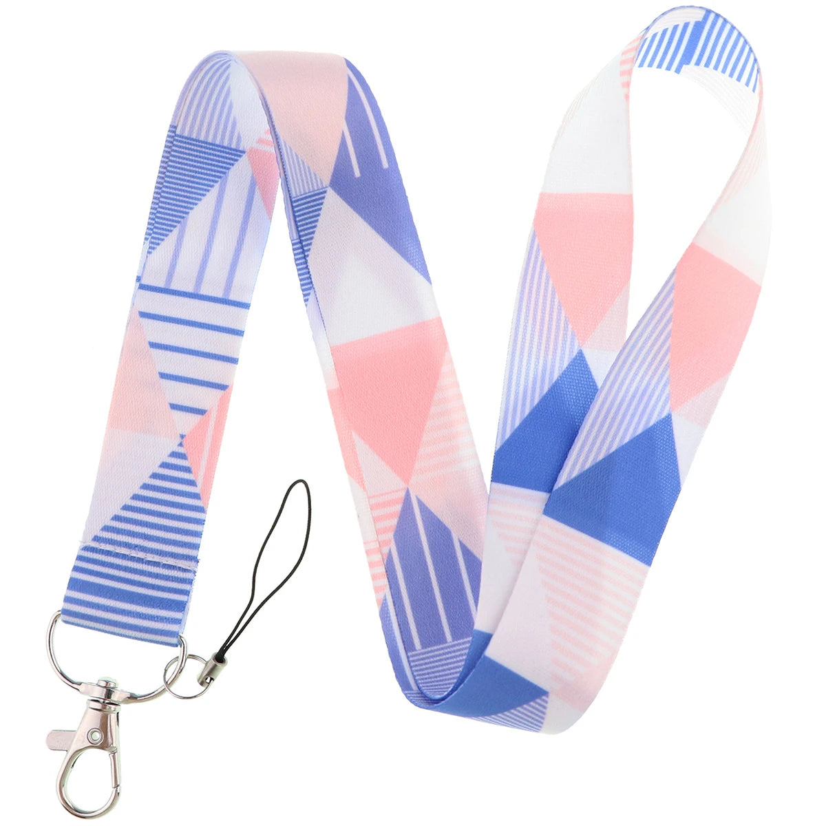 Ransitute R2809 DIY Minimalist Pattern Patchwork ID Card Holder Bus Card Holder Staff Card Lanyard For Keys Phone DIY Hang Rope