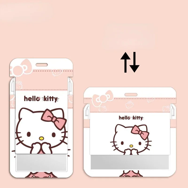 Anime Sanrio Cute Girl Heart Card Holder Set Hello Kitty Doctor Nurse ID Cards Listing Badge Lanyard  Buckle Retractable ID Card