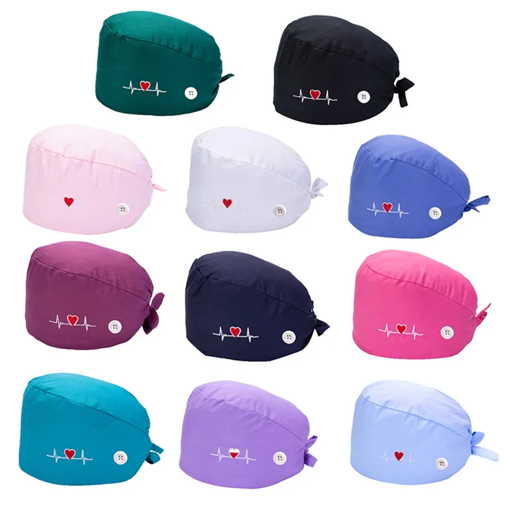 Fashion Floral Surgical Cap Doctor Hat Nurse Printin Solid Color Embroidery Operating Room Medical Women Operating Room Hat