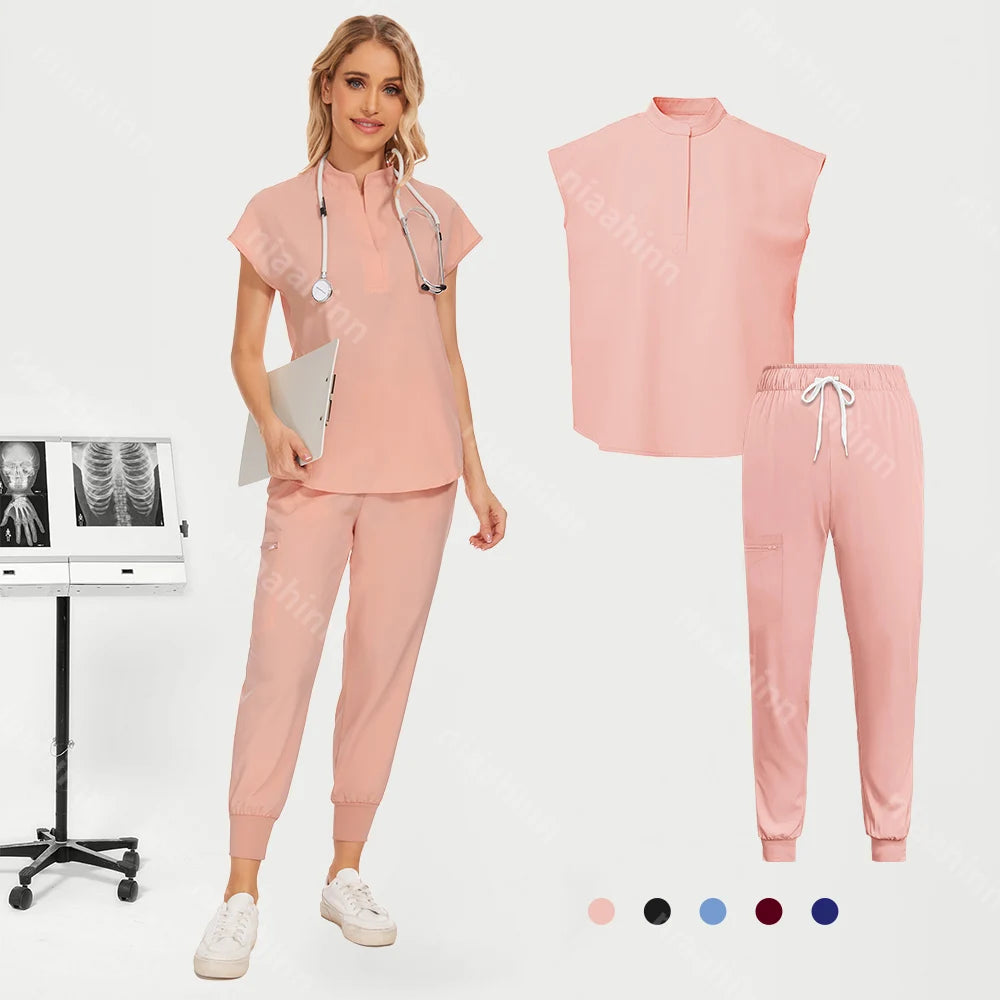 Unisex Doctor Medical Uniforms Men Women Nursing Clothes Beauty Costume Nursing Scrubs Sets Dentist Workwear Clinical Tops Pants