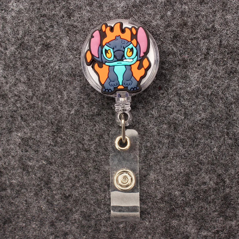 Colorful Funny Cute Stitch Style Retractable Badge Reel Nurse Doctor Card Holder Office Hospital Supplies Card Accessories