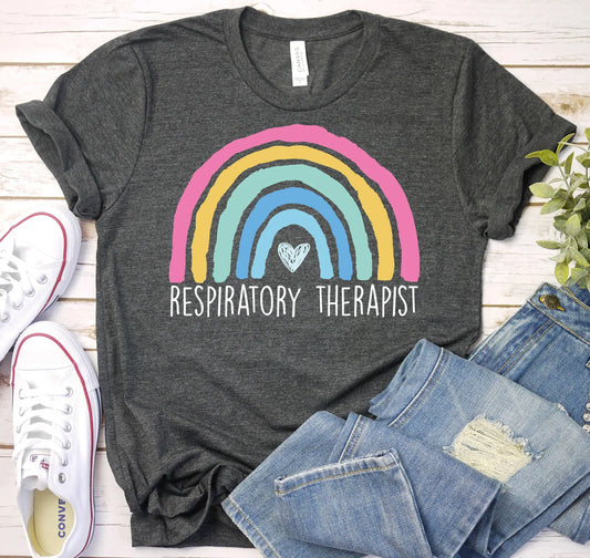 Respiratory Therapist Rainbow Pulmonologist T Shirt Rt Life Pulmonology Nurse Therapy