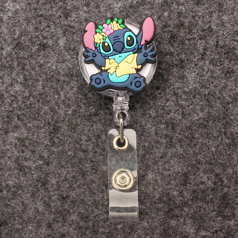 Colorful Funny Cute Stitch Style Retractable Badge Reel Nurse Doctor Card Holder Office Hospital Supplies Card Accessories