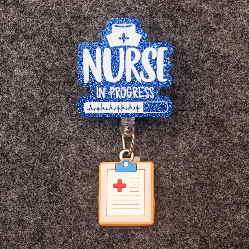 Pink Blue Nurse In Progress Doctor Style Rotate Clip Retractable Badge Reel Card Holder Exhibition Name Card Parts