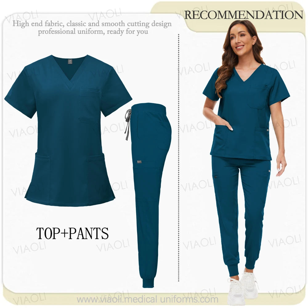 Unisex Medical Uniforms Men Women Nursing Clothes Beauty Costume Nurse Scrubs Sets Doctor Dentist Workwear Clinical Tops Pants