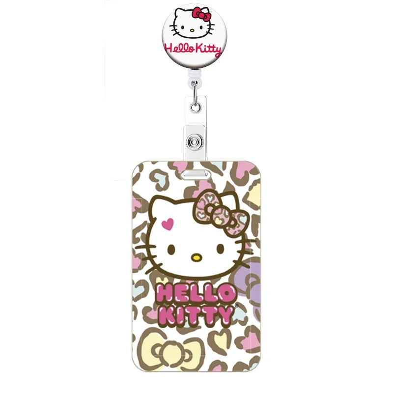 Cartoon Hello Kitty Retractable Clip ID Card Holder Women Door Badge Reel Yoyo Girls Cardholders Nurse Hang Credential Buckle