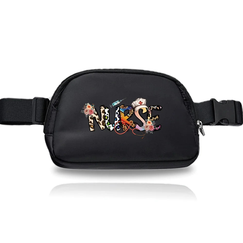 Waist Bag Zipper Fanny Pack Chest Bag Outdoor Sports Waterproof  Phone Organizer Printing Nurse Series Women's Crossbody Bags