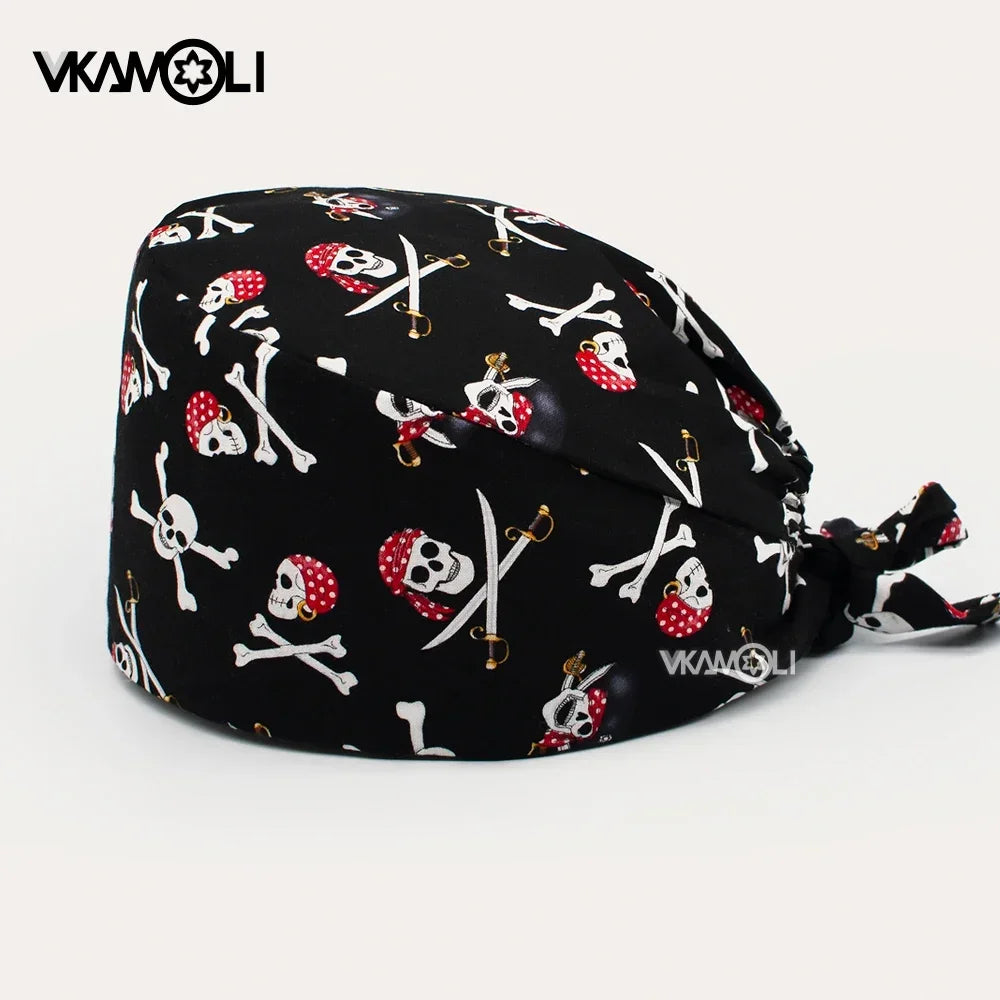 halloween print surgical caps woman and man medical scrubs cap skull print surgery cap shop lab beauty work accessories