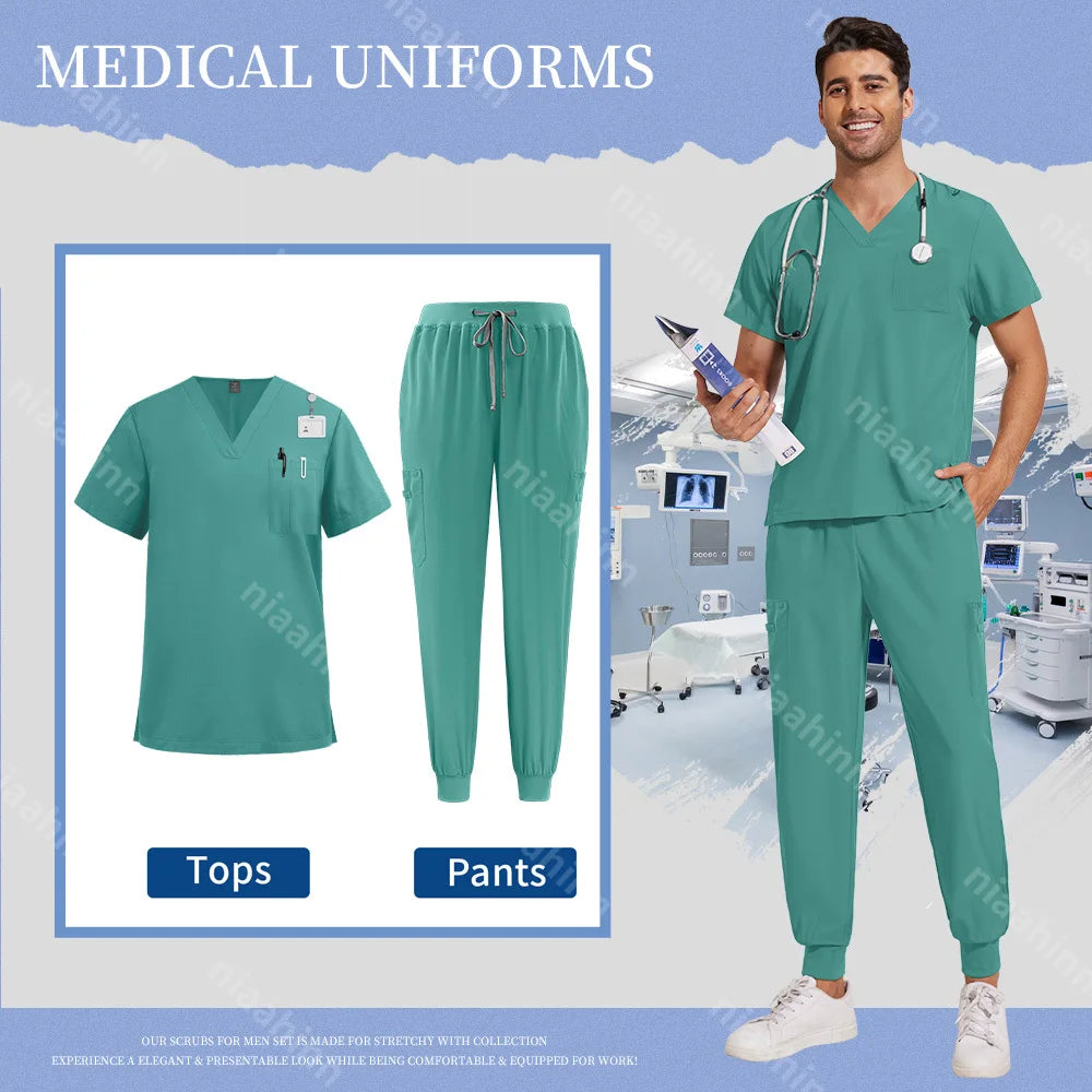 Operating Room Scrub Suit Medical Uniform Hospital Doctor Work Sets Medical Accessories Dental Surgical Suits Workwear Wholesale