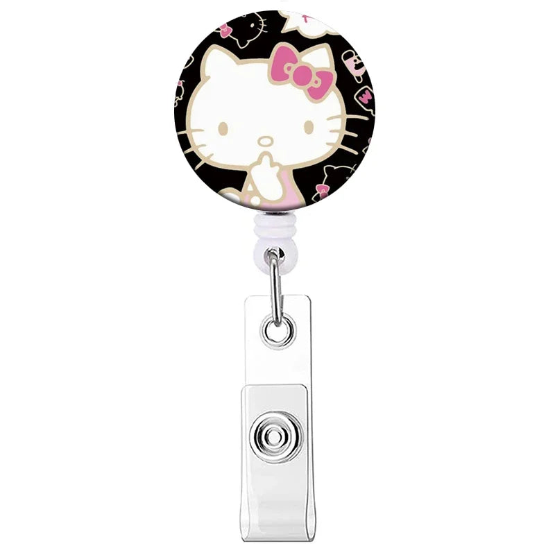 Cartoon Hello Kitty Retractable Clip ID Card Holder Women Door Badge Reel Yoyo Girls Cardholders Nurse Hang Credential Buckle