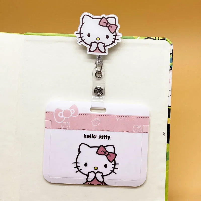 Anime Sanrio Cute Girl Heart Card Holder Set Hello Kitty Doctor Nurse ID Cards Listing Badge Lanyard  Buckle Retractable ID Card