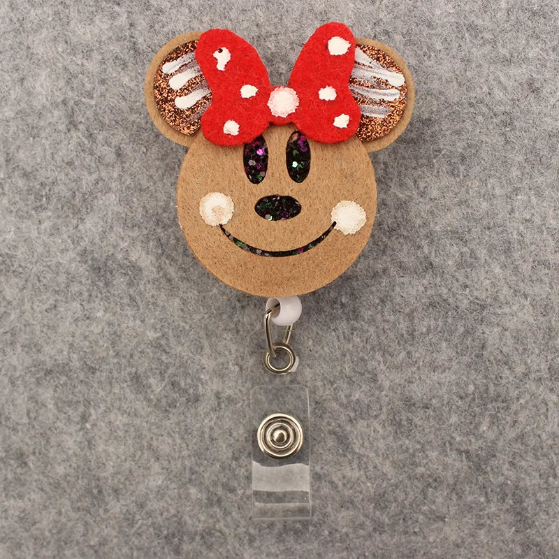 Cartoon Mouse Merry Christmas Style Badge Reel Nurse Workers Enfermera ID Holder Retractable Name Card Holder Accessory