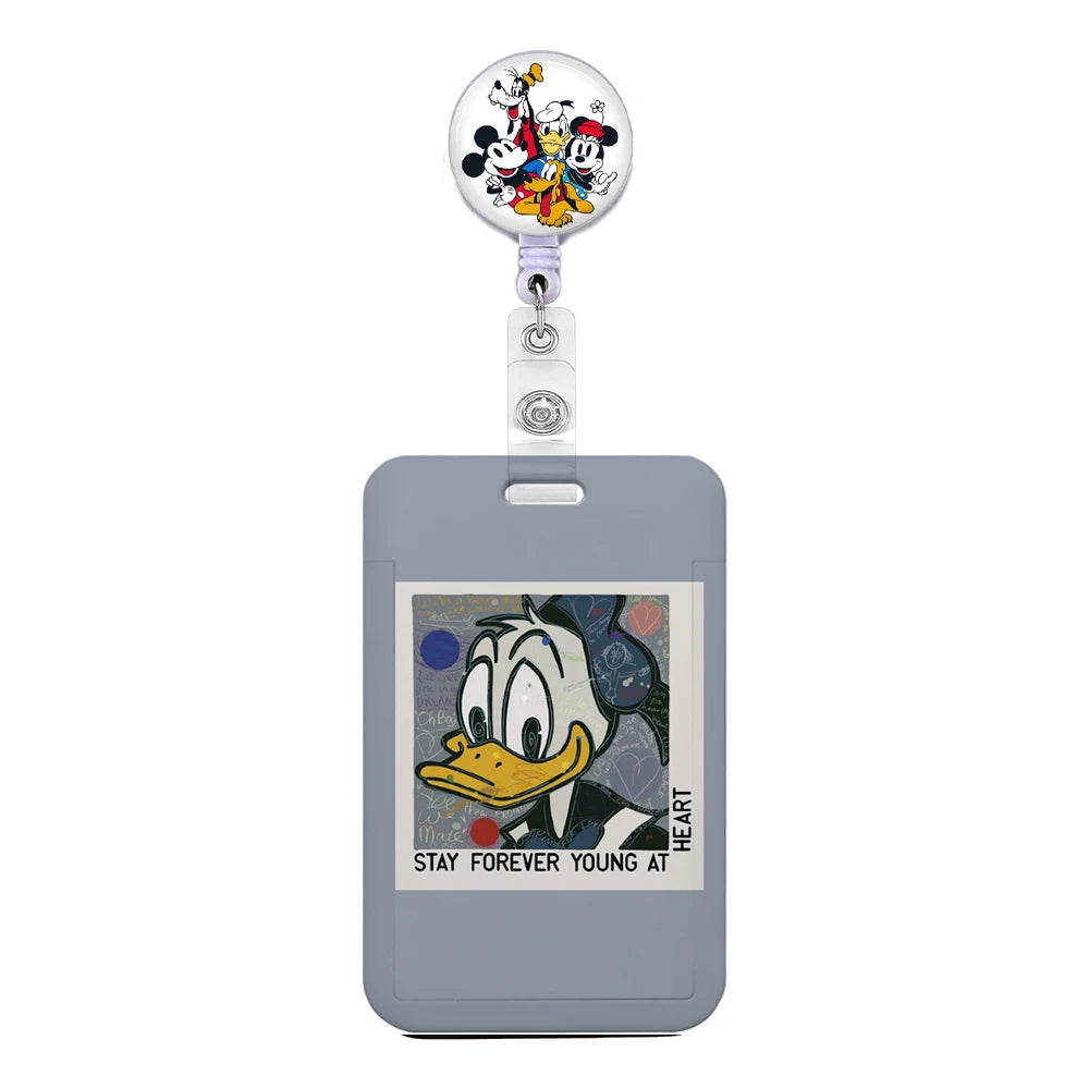 Cartoon Keychain Easy Retractable Badge Reel Clip Cartoon Doctor Student IC ID Card Badge Holder