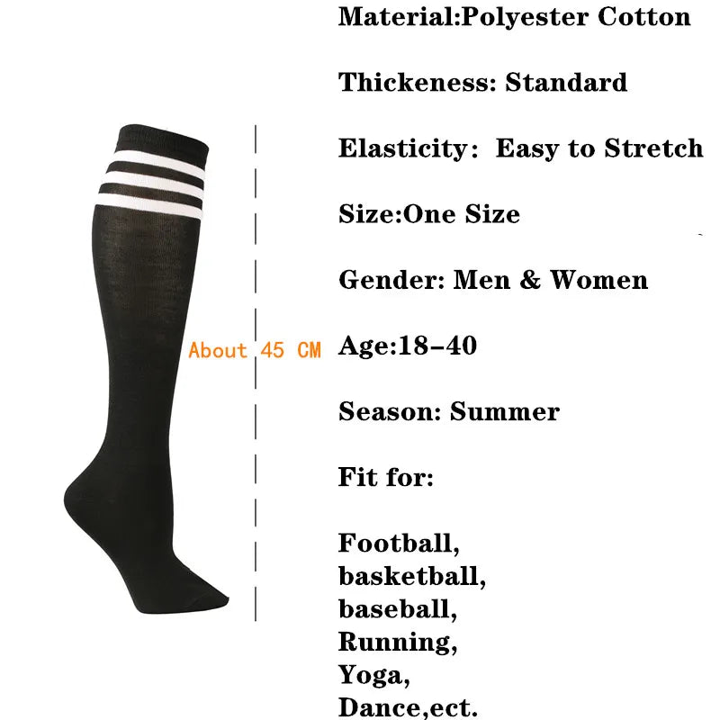 Compression Socks Unisex Football Socks Non-slip Long Tube Knee High Stockings Socks Striped Soccer Socks Running Sports Socks