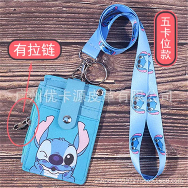 Unisex 5 Bits Badge Reel Business Named Card Holder Identity Lanyard PU Neck Strap Card Bus ID IC Holders With Coin Purse