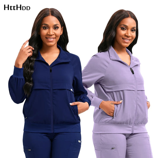 Scrubs Medical Uniform Women Long Sleeved Jacket High-quality Hospital Accessories Unisex Nurse Doctor Dentist Workwear Overcoat