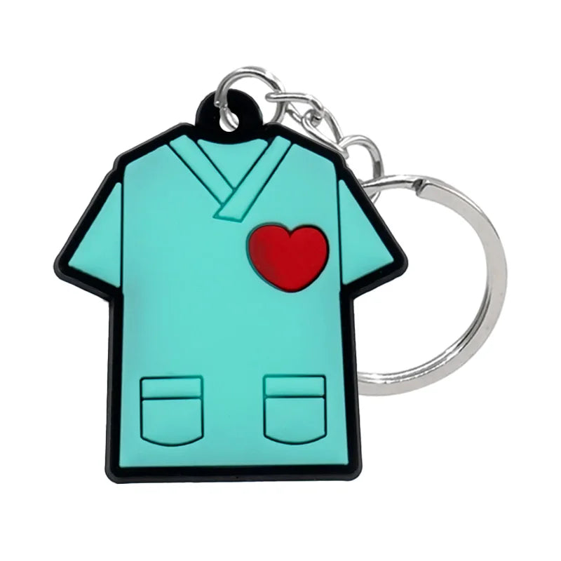 1PCS PVC Rubber Hot Keychain for nurses New Design Medicine Style Heart & Brain Car Key Pendant Cute Bag Ornament Gift