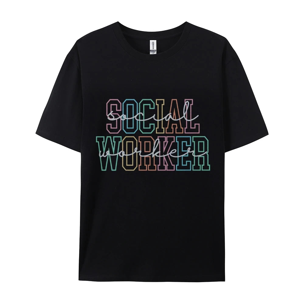 Social Worker Women Cotton T-shirt Luxury Brand Hot Sale Classic High Quality Tops Casual Classic Harajuku Streetwear