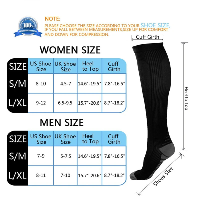 Dropship Compression Socks Knee High Running Men Women Socks Best For Athletic Nursing Outdoor Hiking Flight Travel Stockings