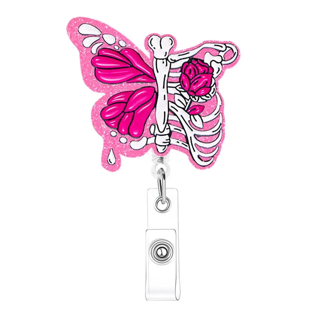 Medical Care Heart Lungs Brain Acrylic Nurse Badge Reel Retractable Id Badge Holder With 360 Rotating Alligator Clip Name Holder