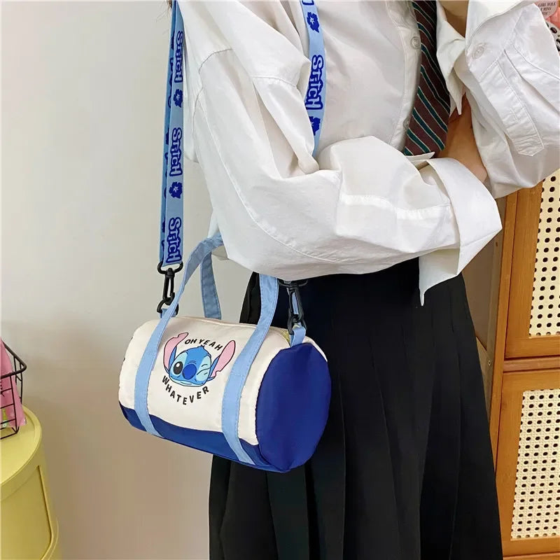 Cute Stitch Nylon Bucket Bag Portable Cartoon Shoulder Bag Fashion Women Casual Outdoor Satchel Tote Handbag Girl Birthday Gift