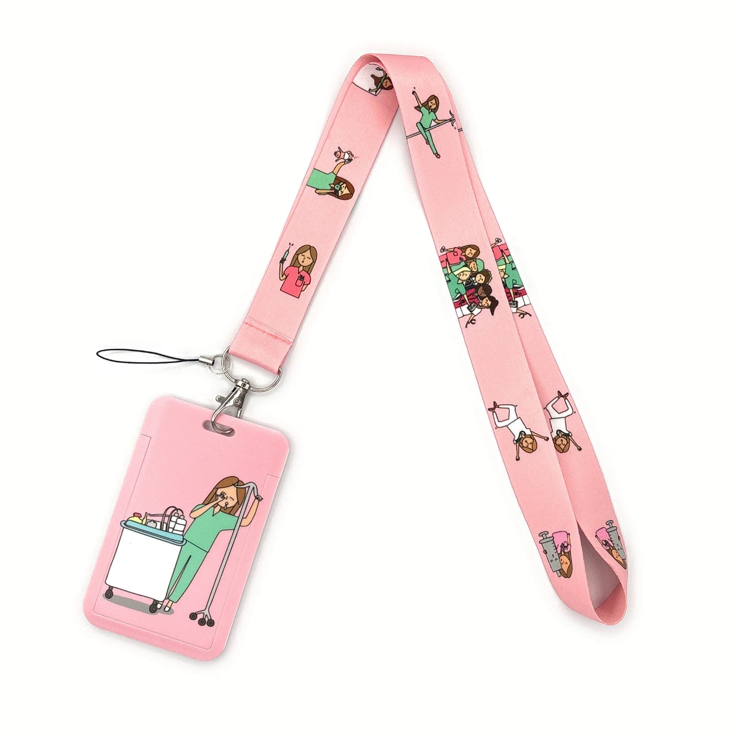 Nurse Life Lanyard Credit Card Holder Neck Strap Cartoon Business Keychain Hang Rope ID Badge Holder Lariat Lasso