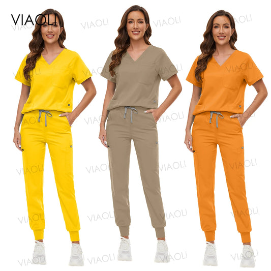 Unisex Medical Uniforms Men Women Nursing Clothes Beauty Costume Nurse Scrubs Sets Doctor Dentist Workwear Clinical Tops Pants