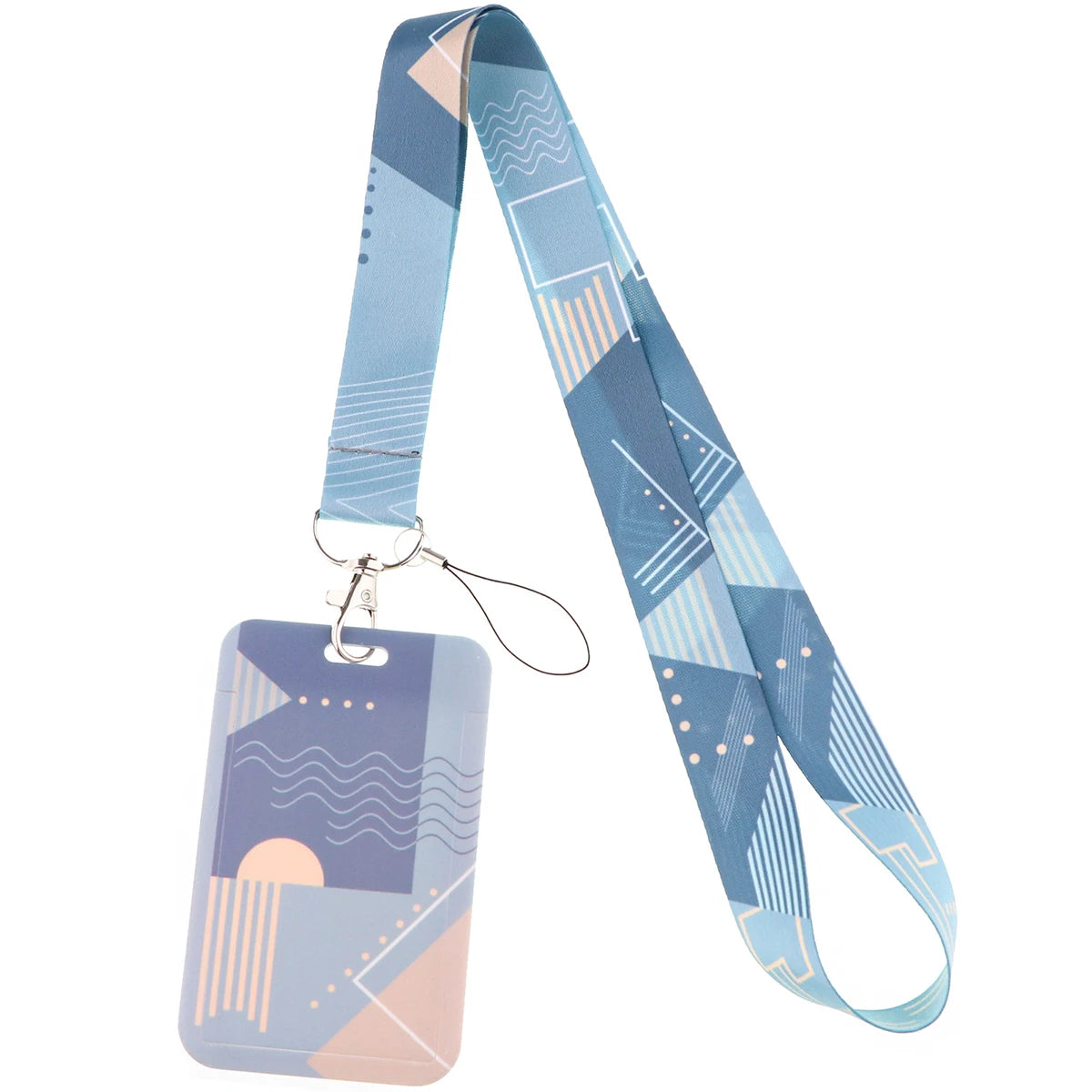 Ransitute R2809 DIY Minimalist Pattern Patchwork ID Card Holder Bus Card Holder Staff Card Lanyard For Keys Phone DIY Hang Rope