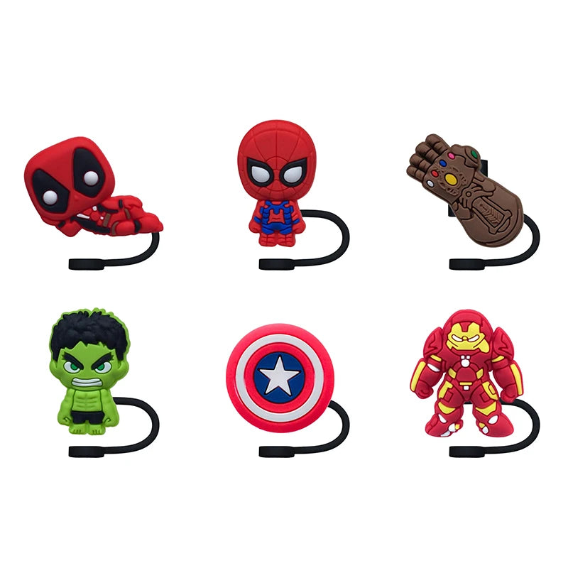 Hot Toys The Avengers SuperHero 10MM Straw Cover Cap Straw Plug Splash Proof Drinking Cup Straw Accessories Home Party Gift