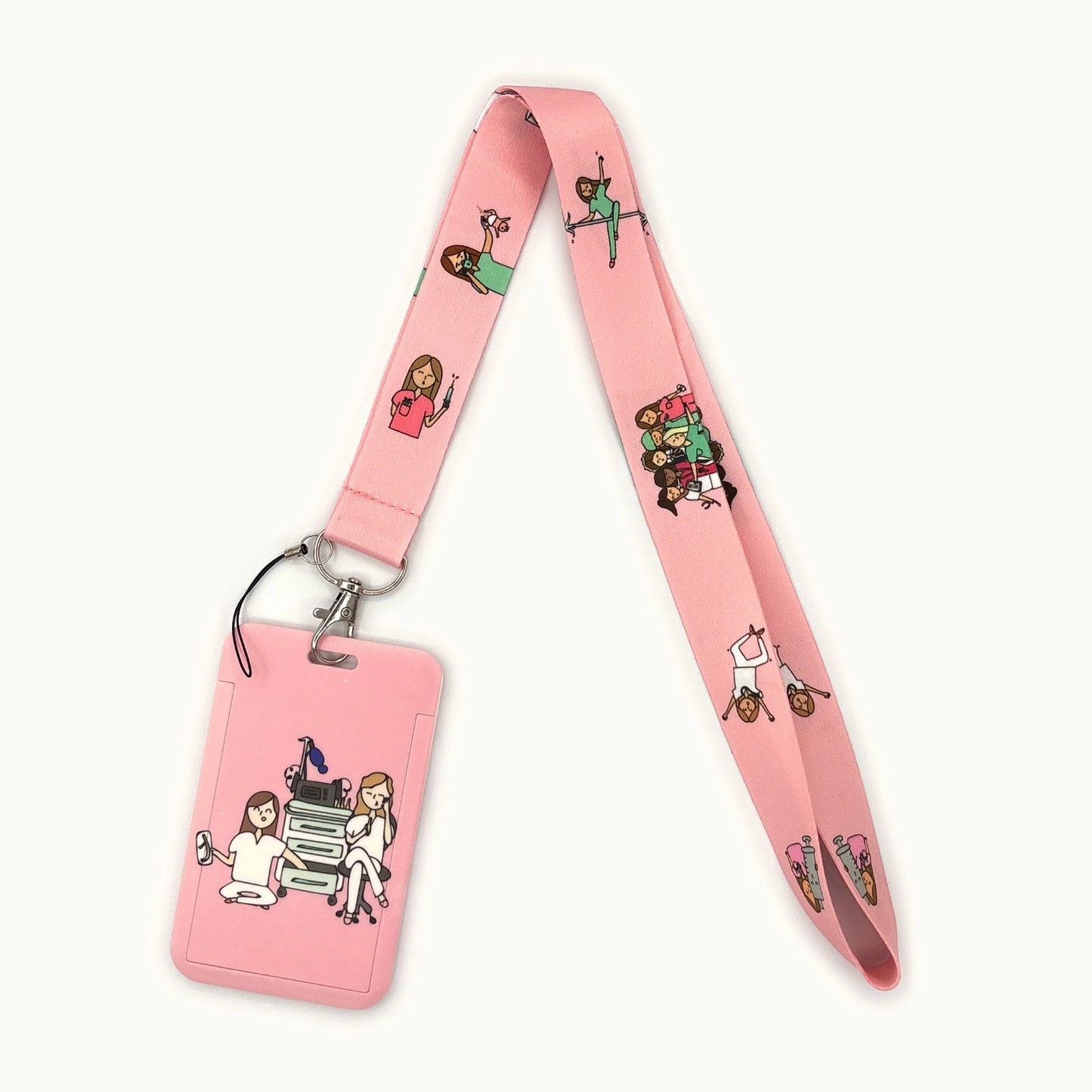 Nurse Life Lanyard Credit Card Holder Neck Strap Cartoon Business Keychain Hang Rope ID Badge Holder Lariat Lasso