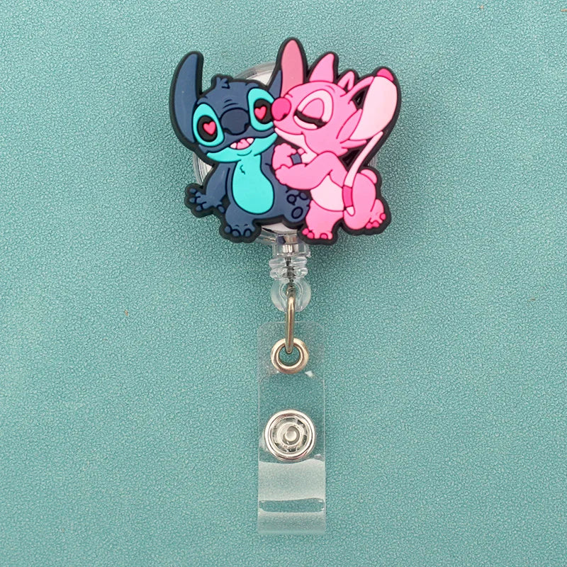 Colorful Funny Cute Stitch Style Retractable Badge Reel Nurse Doctor Card Holder Office Hospital Supplies Card Accessories