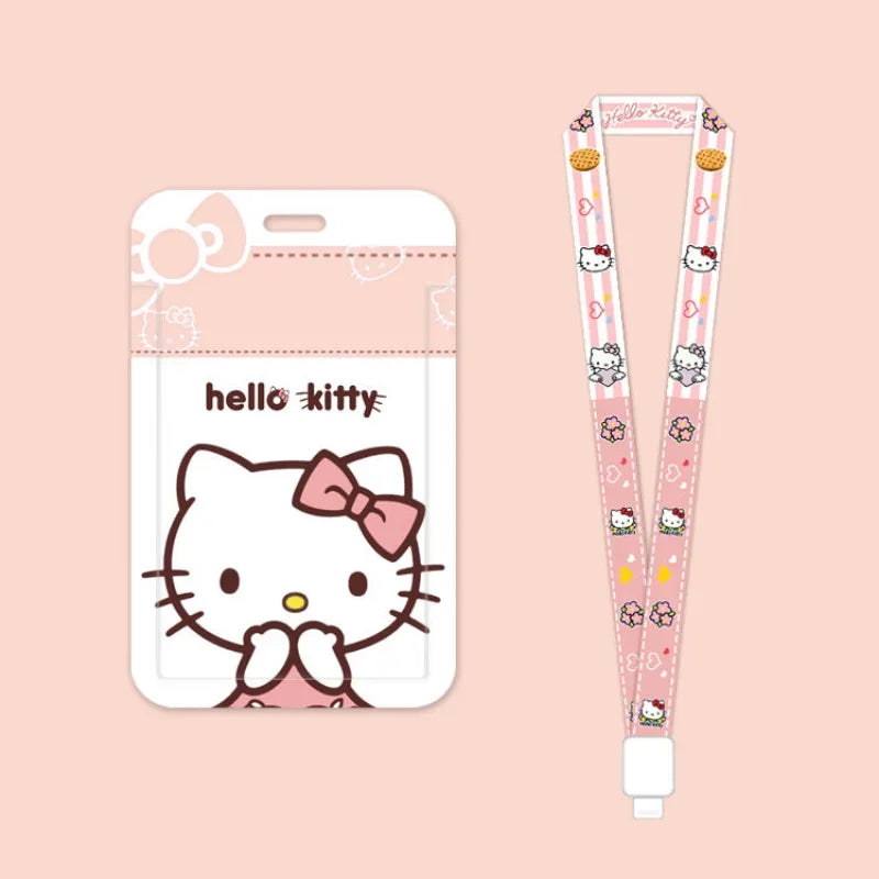 Anime Sanrio Cute Girl Heart Card Holder Set Hello Kitty Doctor Nurse ID Cards Listing Badge Lanyard  Buckle Retractable ID Card