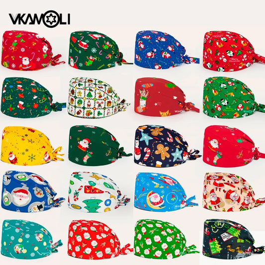 wholesale Cartoon scrub cap Christmas Gift For Doctor nurse New Year Supplies medical accessories Health service work Caps