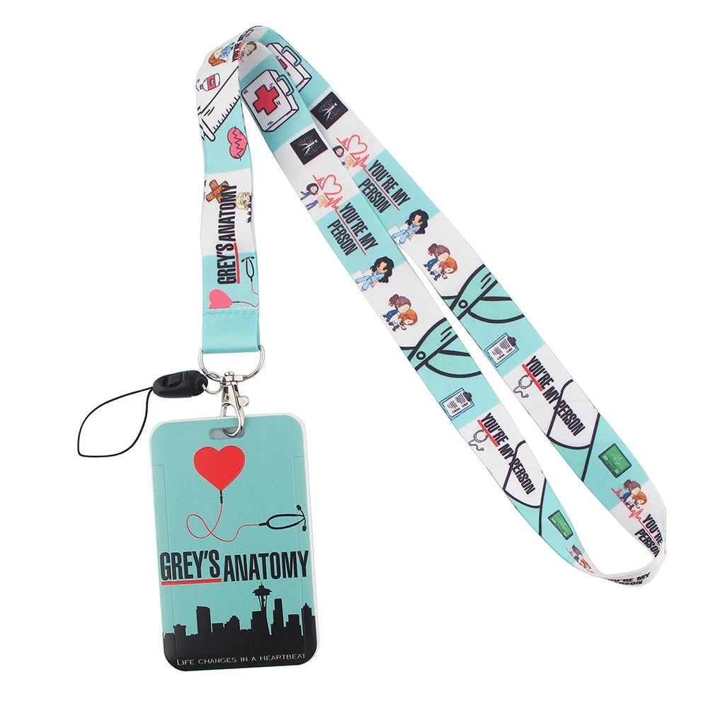 Medical Credential Holder Grey Anatomy Lanyards for Key Neck Strap For Card Badge Gym Keychain Keyring Nurse Doctor Accessories