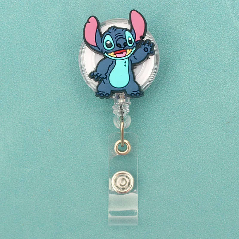 Colorful Funny Cute Stitch Style Retractable Badge Reel Nurse Doctor Card Holder Office Hospital Supplies Card Accessories