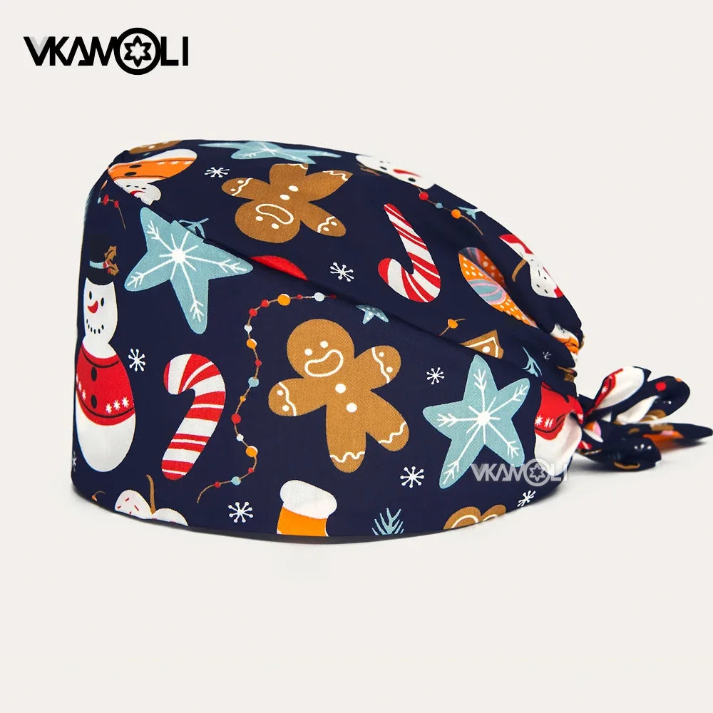 wholesale Cartoon scrub cap Christmas Gift For Doctor nurse New Year Supplies medical accessories Health service work Caps