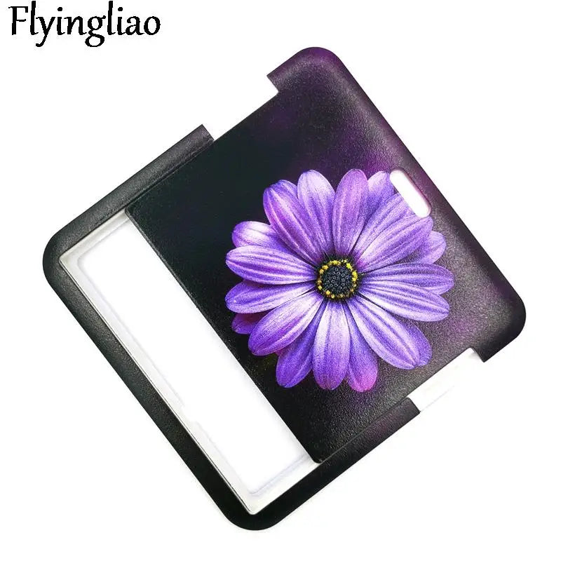 Purple Flowers Cute Card Cover Clip Lanyard Retractable Student Nurse Badge Reel Clip Cartoon ID Card Holder