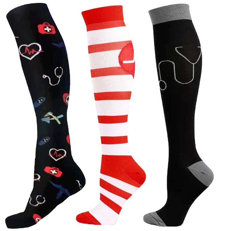 CFS Compression Socks Women Men Knee Stocking 20-30mmHg Edema Diabetes Varicose Veins Nurse Compression Socks Running Sport Sock