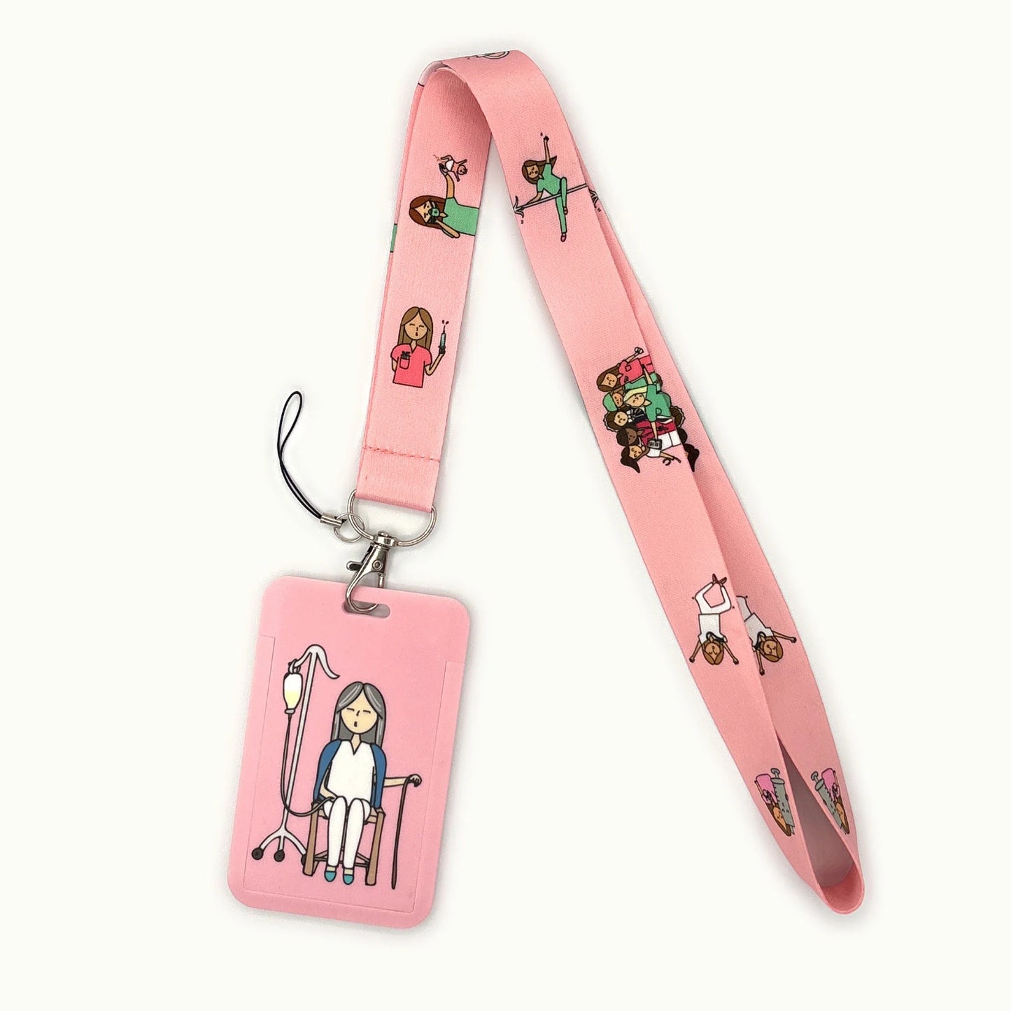 Nurse Life Lanyard Credit Card Holder Neck Strap Cartoon Business Keychain Hang Rope ID Badge Holder Lariat Lasso