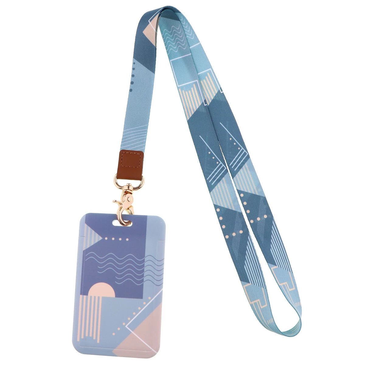 Ransitute R2809 DIY Minimalist Pattern Patchwork ID Card Holder Bus Card Holder Staff Card Lanyard For Keys Phone DIY Hang Rope