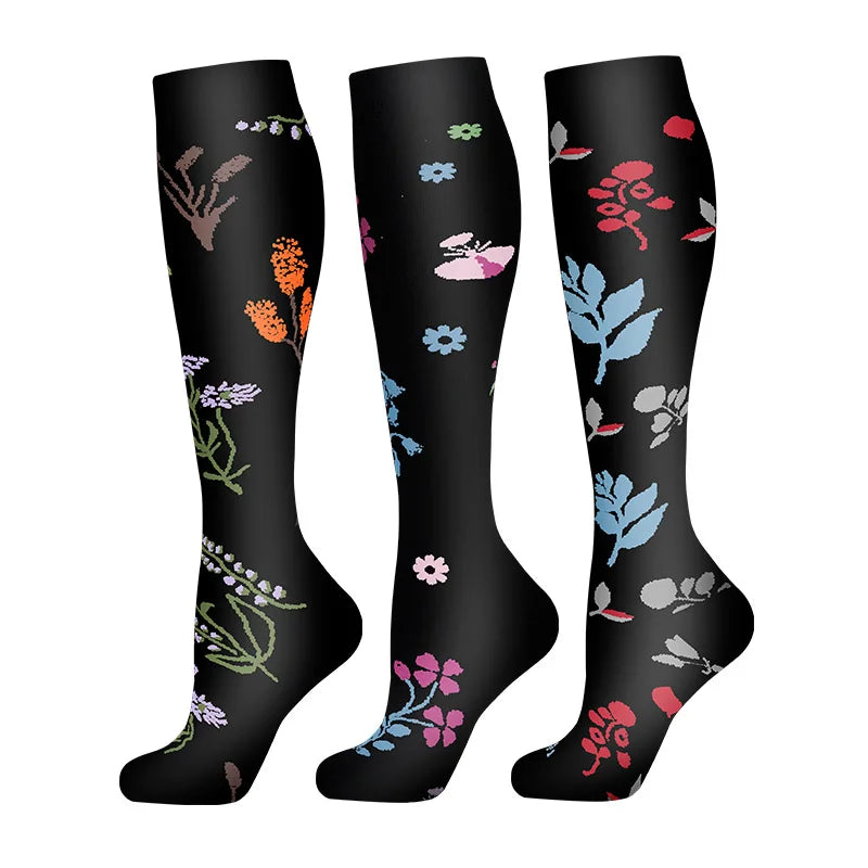 3/6Pairs Compression Socks Outdoor Sports Riding Compress Stretch Stockings Nurse Calf Pressure Leg Socks Swollen Varicose Veins