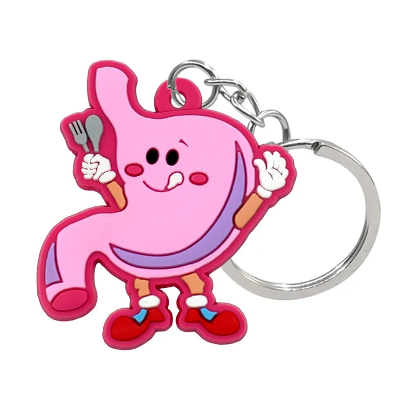 1PCS PVC Rubber Hot Keychain for nurses New Design Medicine Style Heart & Brain Car Key Pendant Cute Bag Ornament Gift