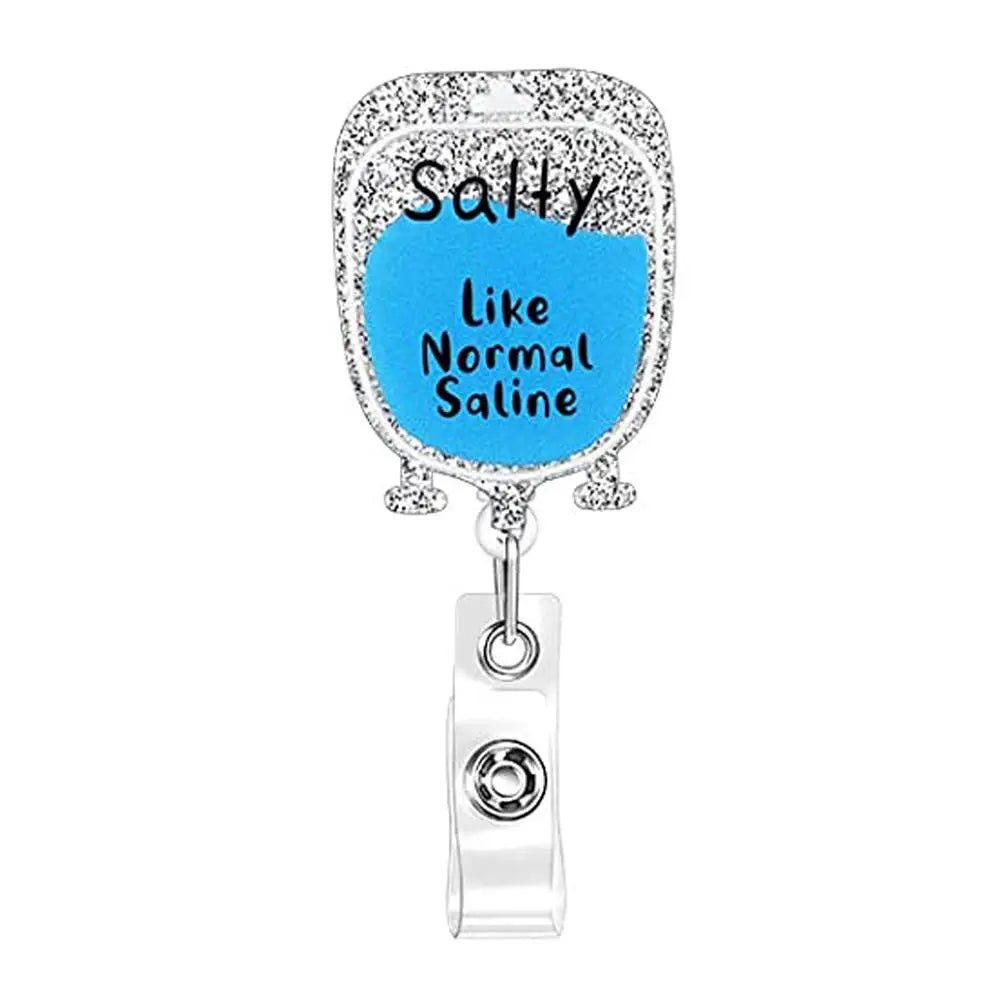 New Glitter Acrylic Medicine Doctor Nurse Badge Reel Retractable Id Badge Holder With 360 Rotating Alligator Clip Name Holder