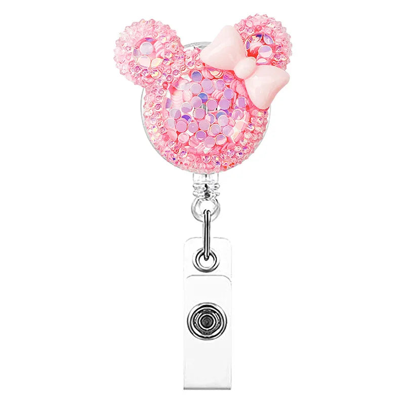 Cartoon Mouse Merry Christmas Style Badge Reel Nurse Workers Enfermera ID Holder Retractable Name Card Holder Accessory