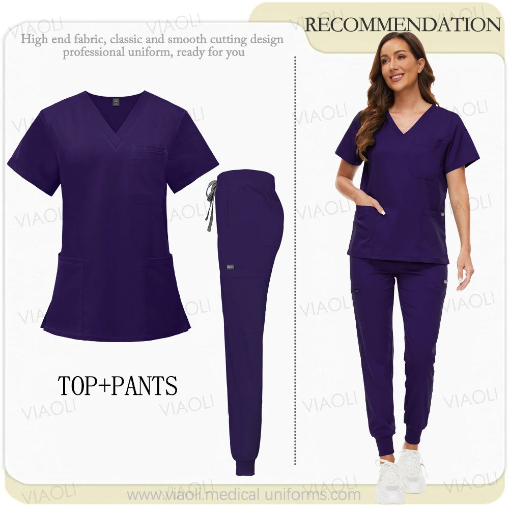 Unisex Medical Uniforms Men Women Nursing Clothes Beauty Costume Nurse Scrubs Sets Doctor Dentist Workwear Clinical Tops Pants