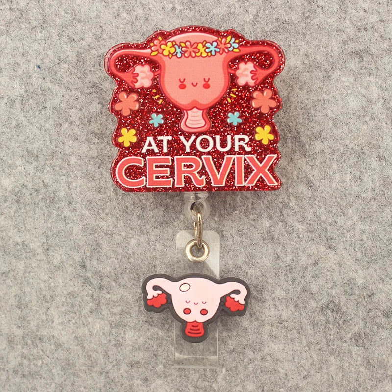 Cartoon Uterus And Brain Doctor Nurse Style Rotate Clip Retractable Badge Reel Card Holder Exhibition Name Card Parts