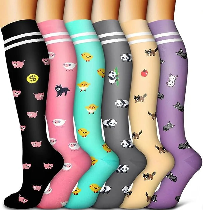 Animal Fruit Compression Socks for Men Women Running Nurse Compression Socks Nurses Sport 6 PAIRS Ladies Lady Womens Running