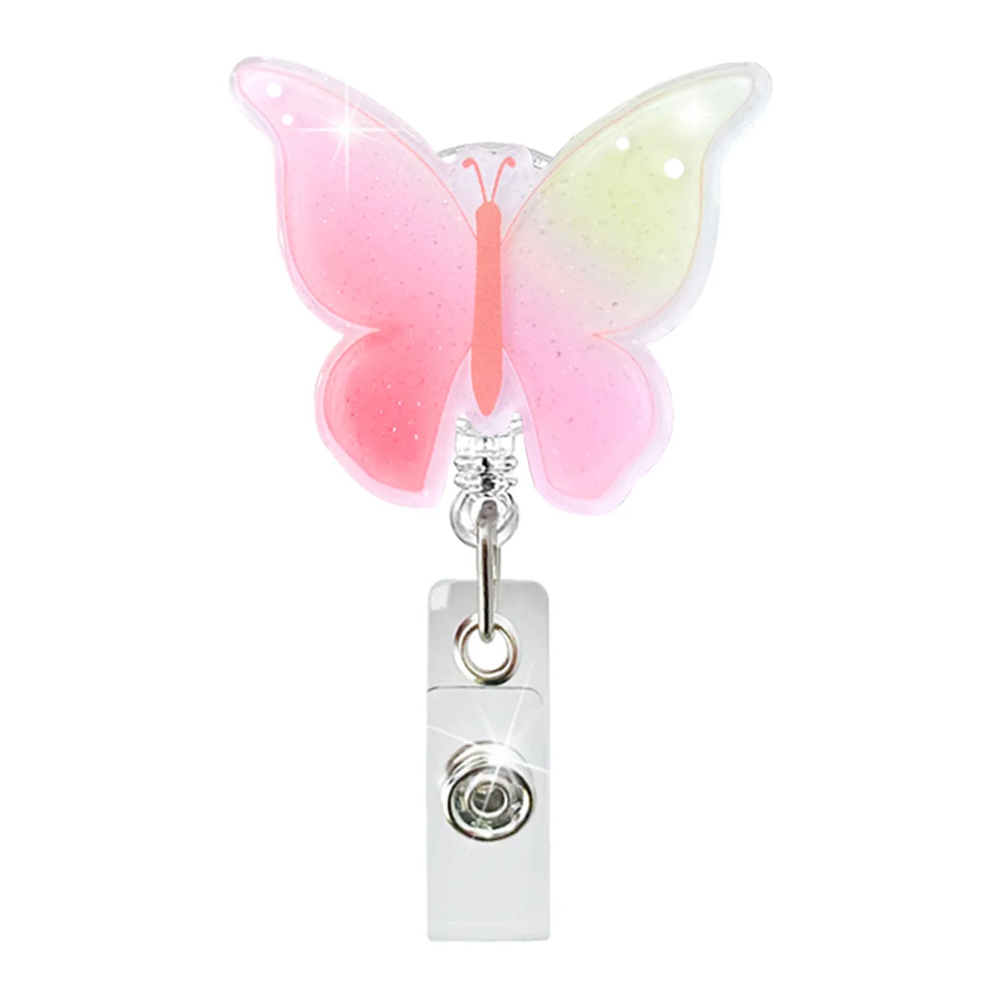 Work Card Clips Butterfly Crystal Chest Card Retractable Badge Reel Nurse Badge Clip Hospital Badge Holder ID Card Clips