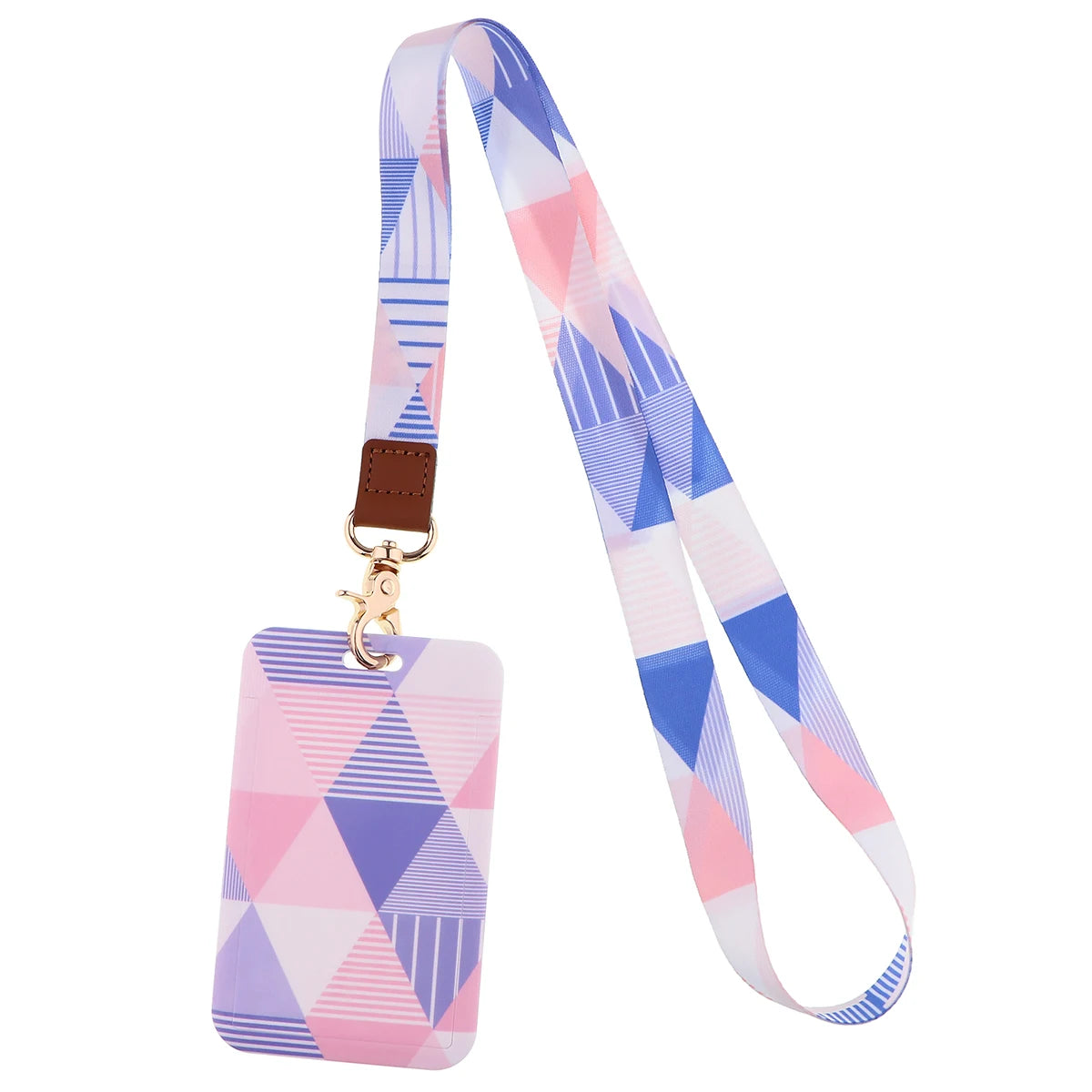 Ransitute R2809 DIY Minimalist Pattern Patchwork ID Card Holder Bus Card Holder Staff Card Lanyard For Keys Phone DIY Hang Rope