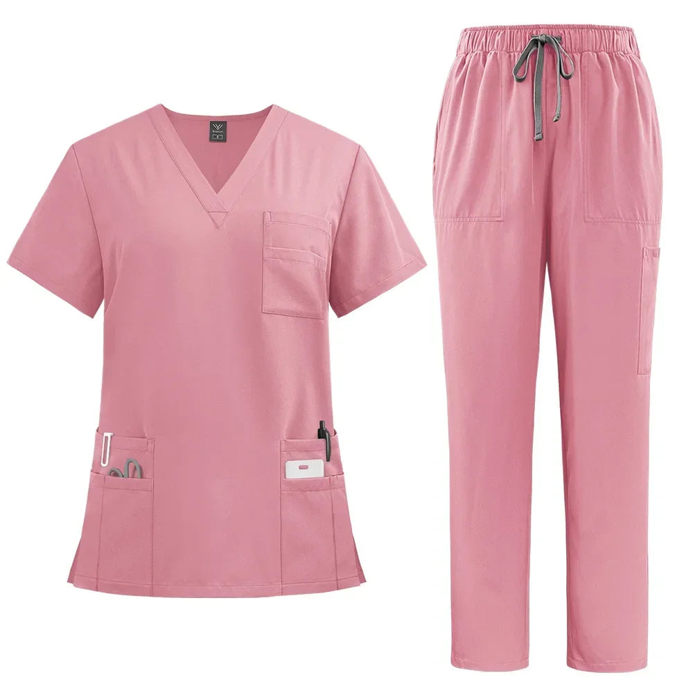 Classic New Nurse Scrubs Set Men Nurse Accessories Medical Uniform Surgical Dental Clinical Top Pants Lab Workwear Clothes